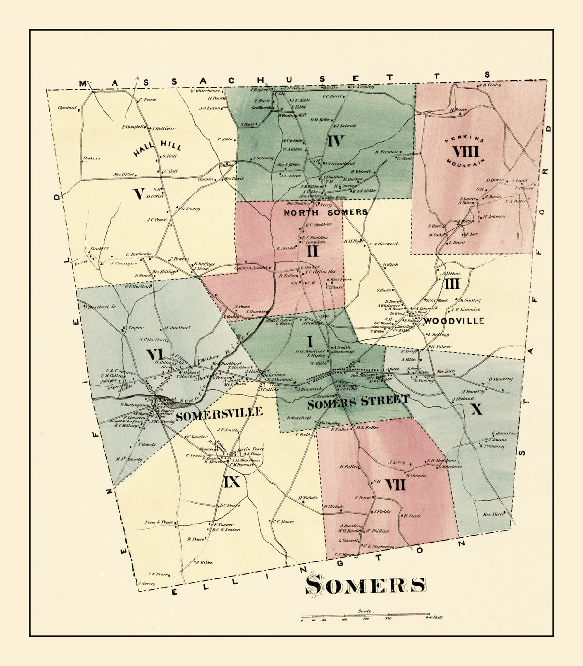 Preview of Vintage Map of Somers, Connecticut 1869