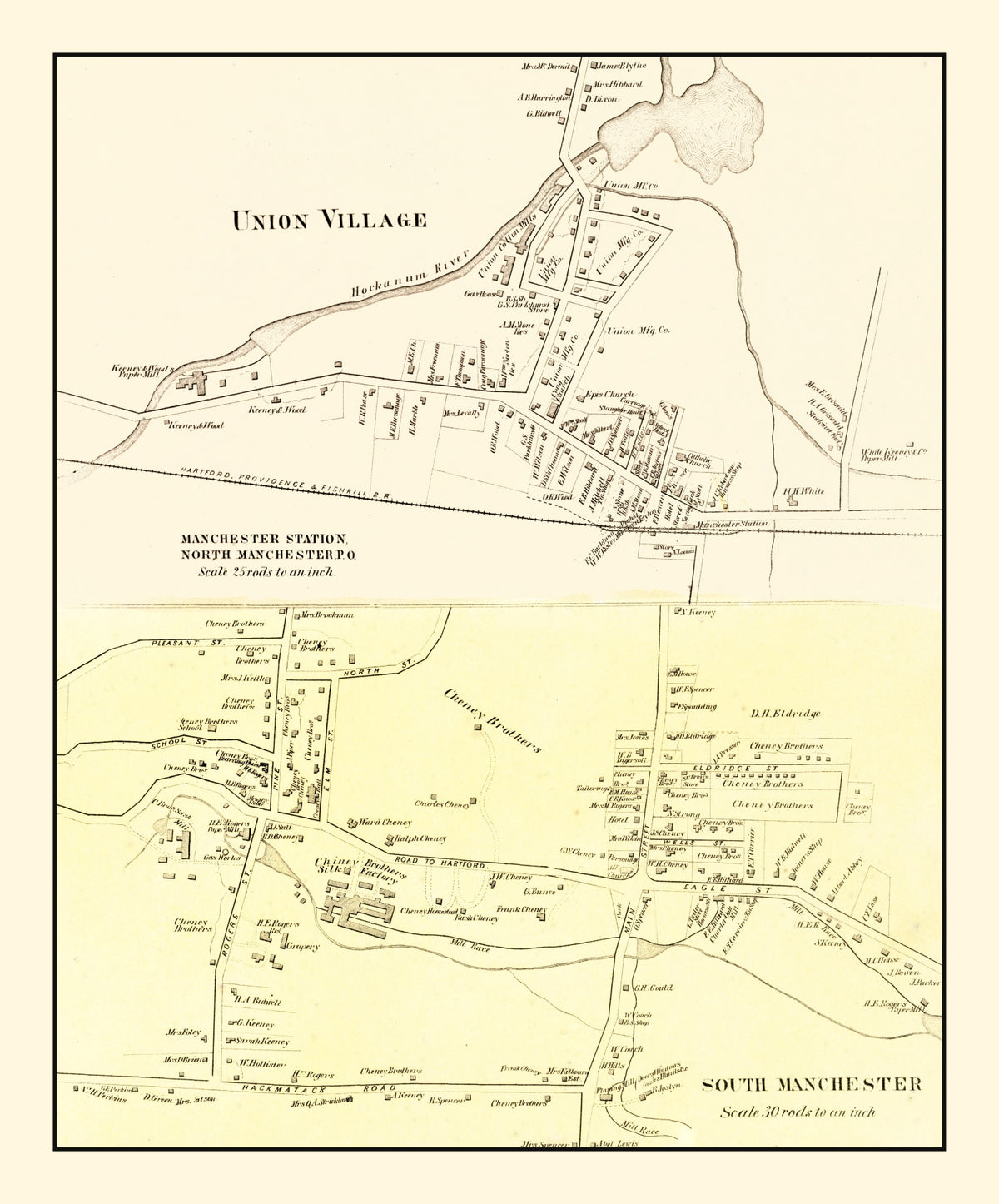 Preview of Vintage Map of Union Village, Connecticut 1869