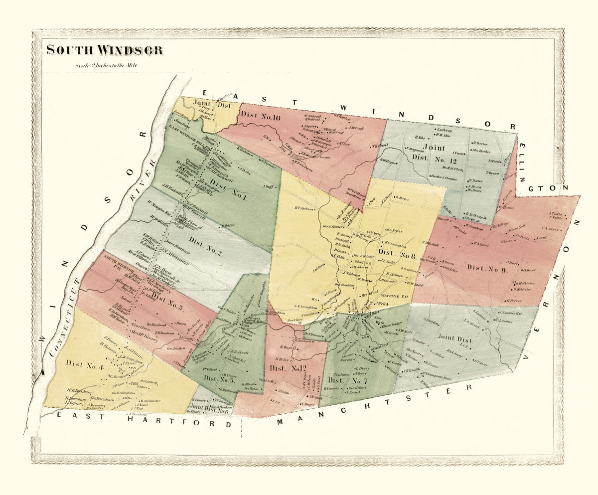 Preview of Vintage Map of South Windsor, Connecticut 1869
