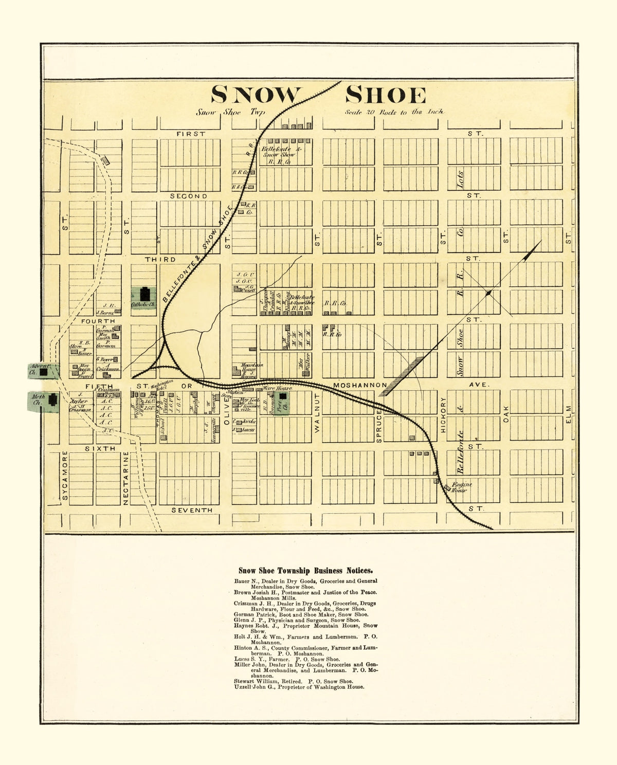 Preview of Vintage Map of Snow Shoe, Pennsylvania 1874