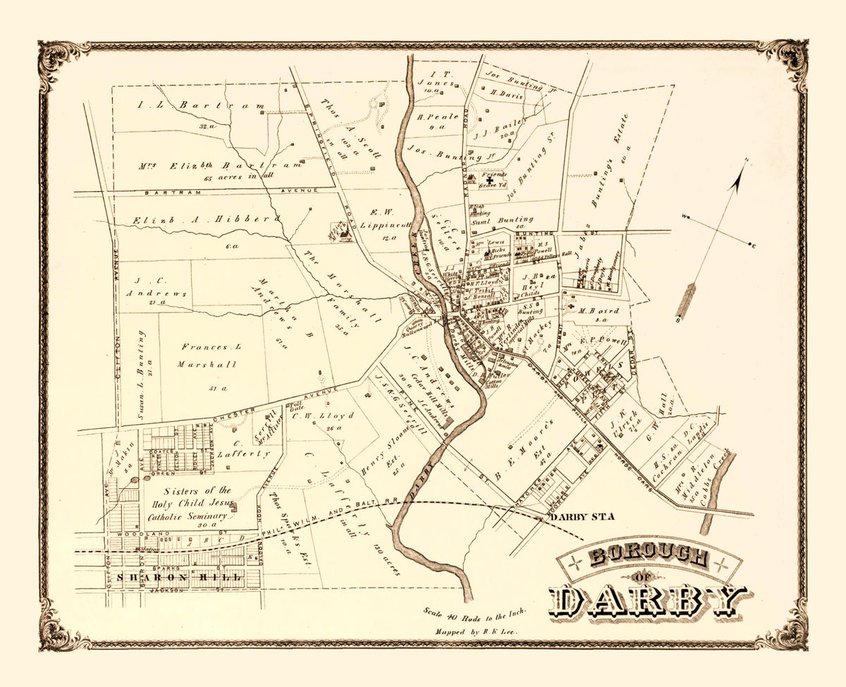 Preview of Vintage Map of Darby, Pennsylvania 1875