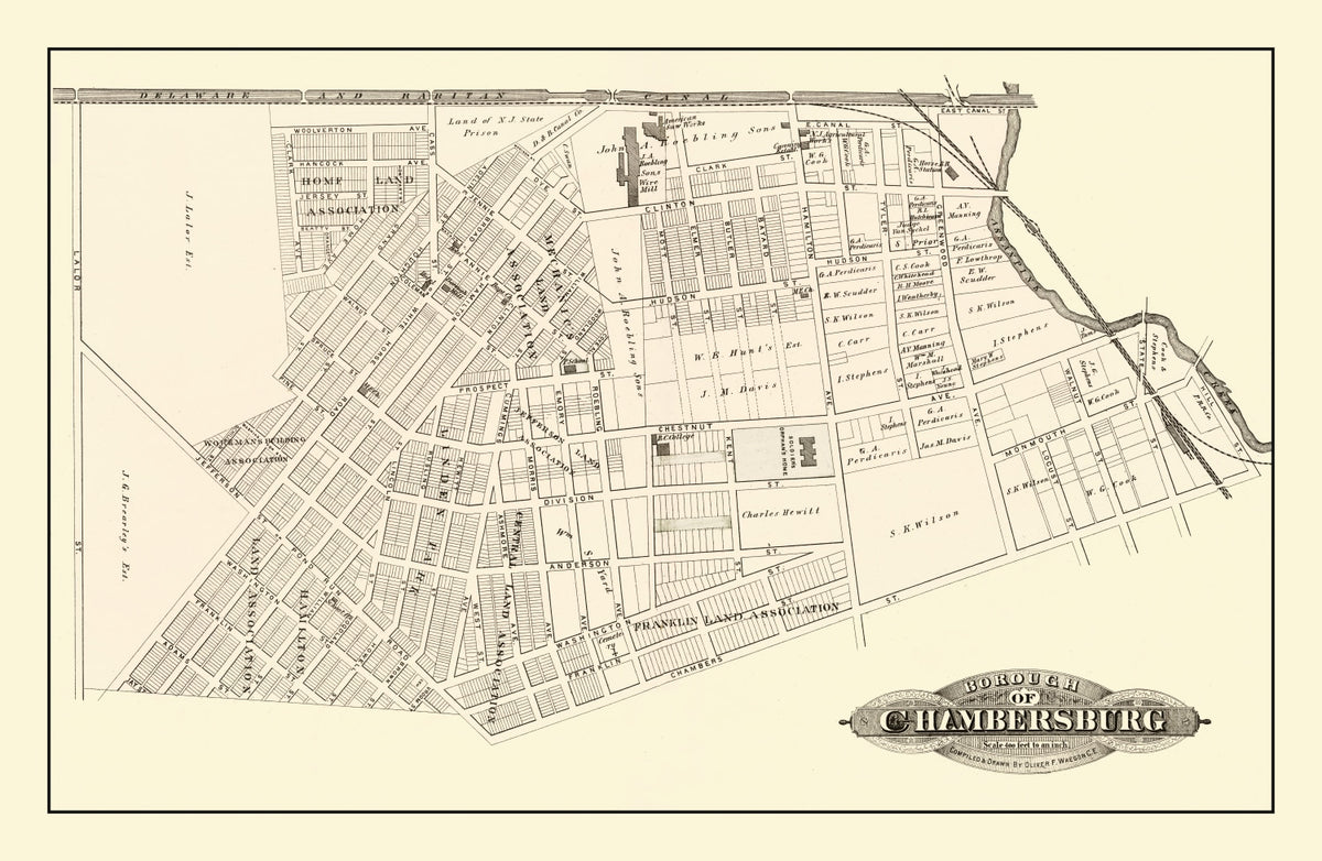 Preview of Vintage Map of Chambersburg, New Jersey 1875