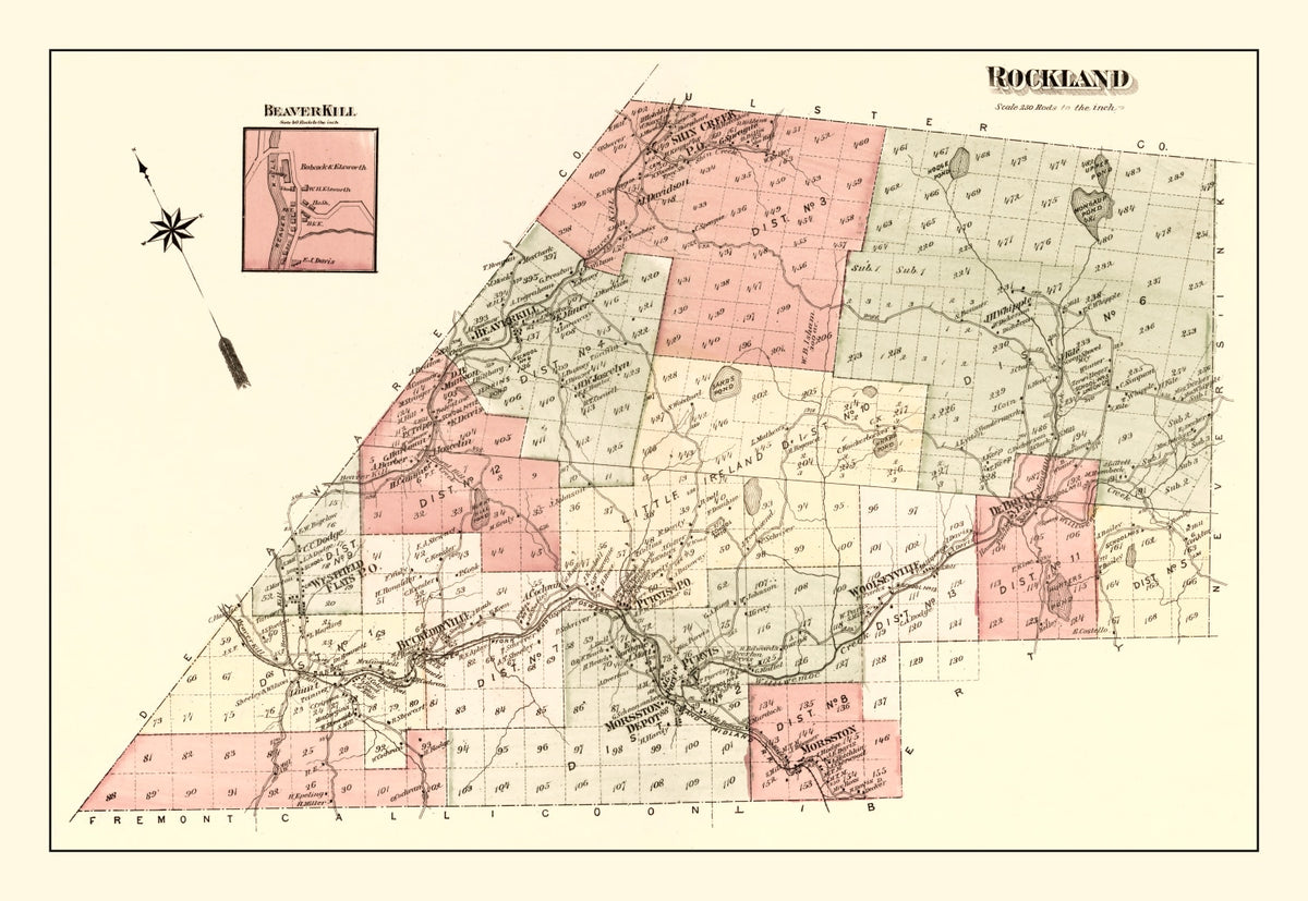 Preview of Vintage Map of Rockland Township, Sullivan County, New York 1875