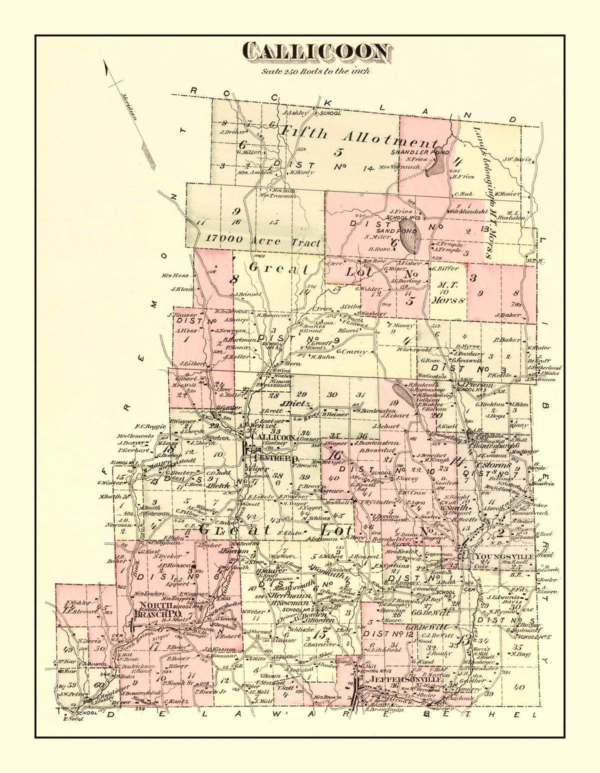 Preview of Vintage Map of Callicoon Township, Sullivan County, New York 1875