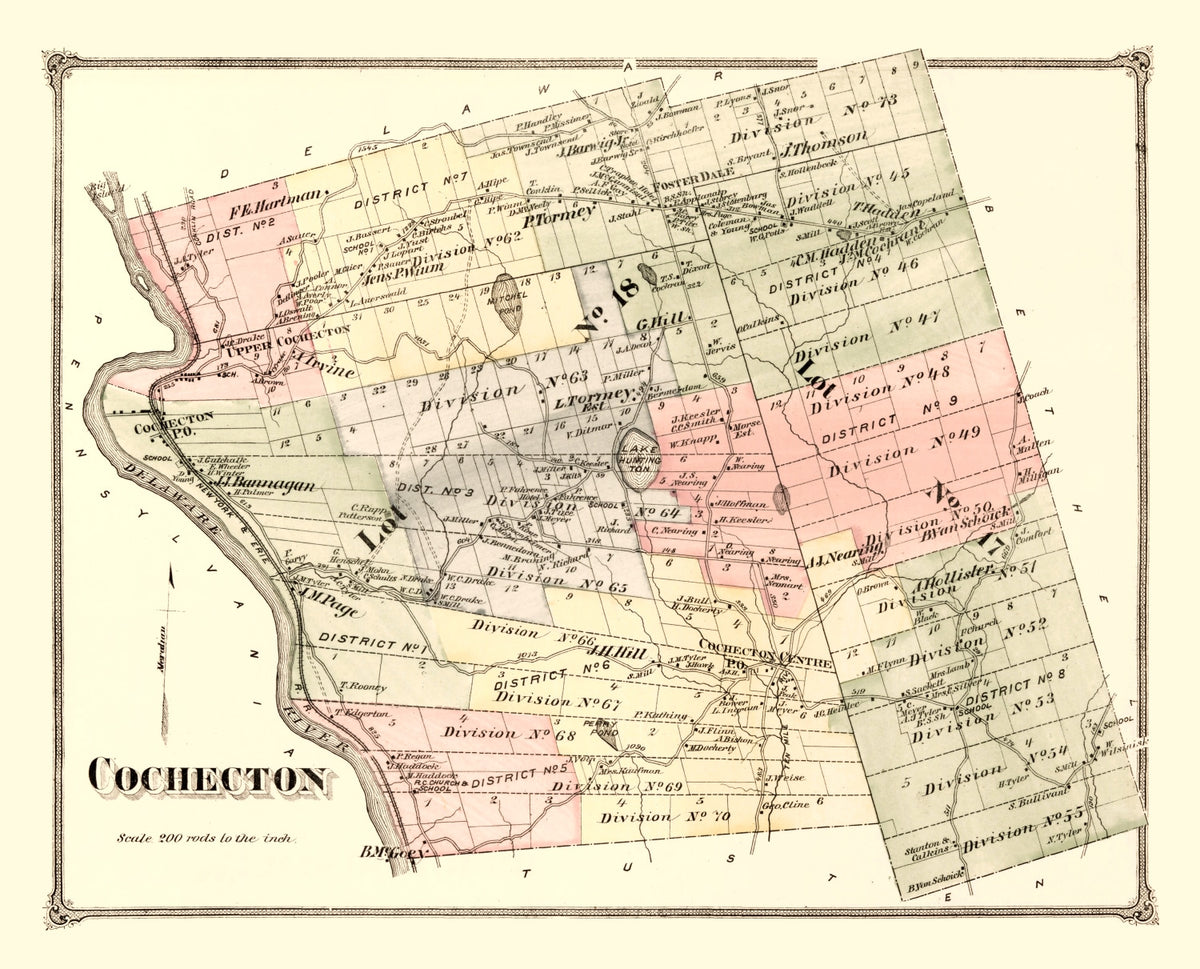 Preview of Vintage Map of Cochecton Township, Sullivan County, New York 1875