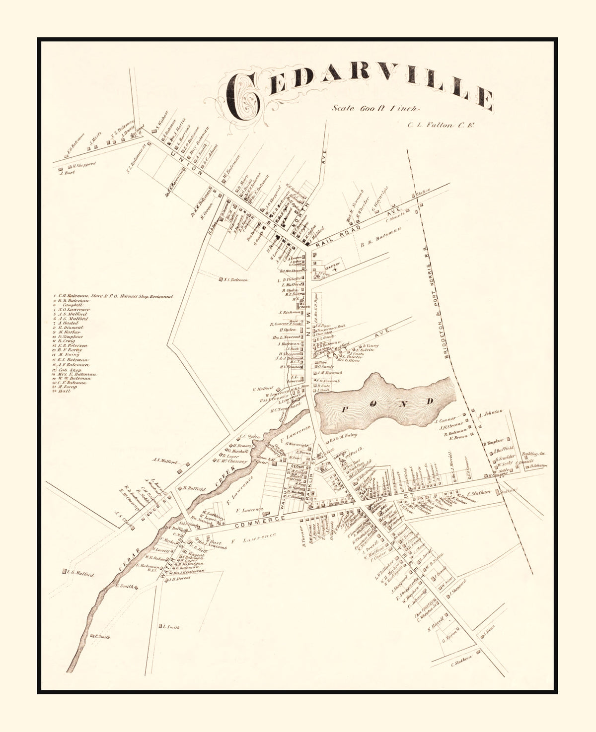 Preview of Vintage Map of Cedarville, New Jersey 1876