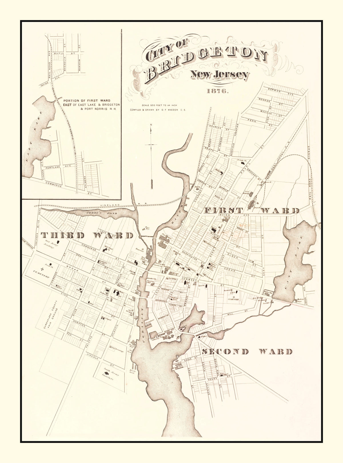 Preview of Vintage Map of Bridgeton, New Jersey 1876