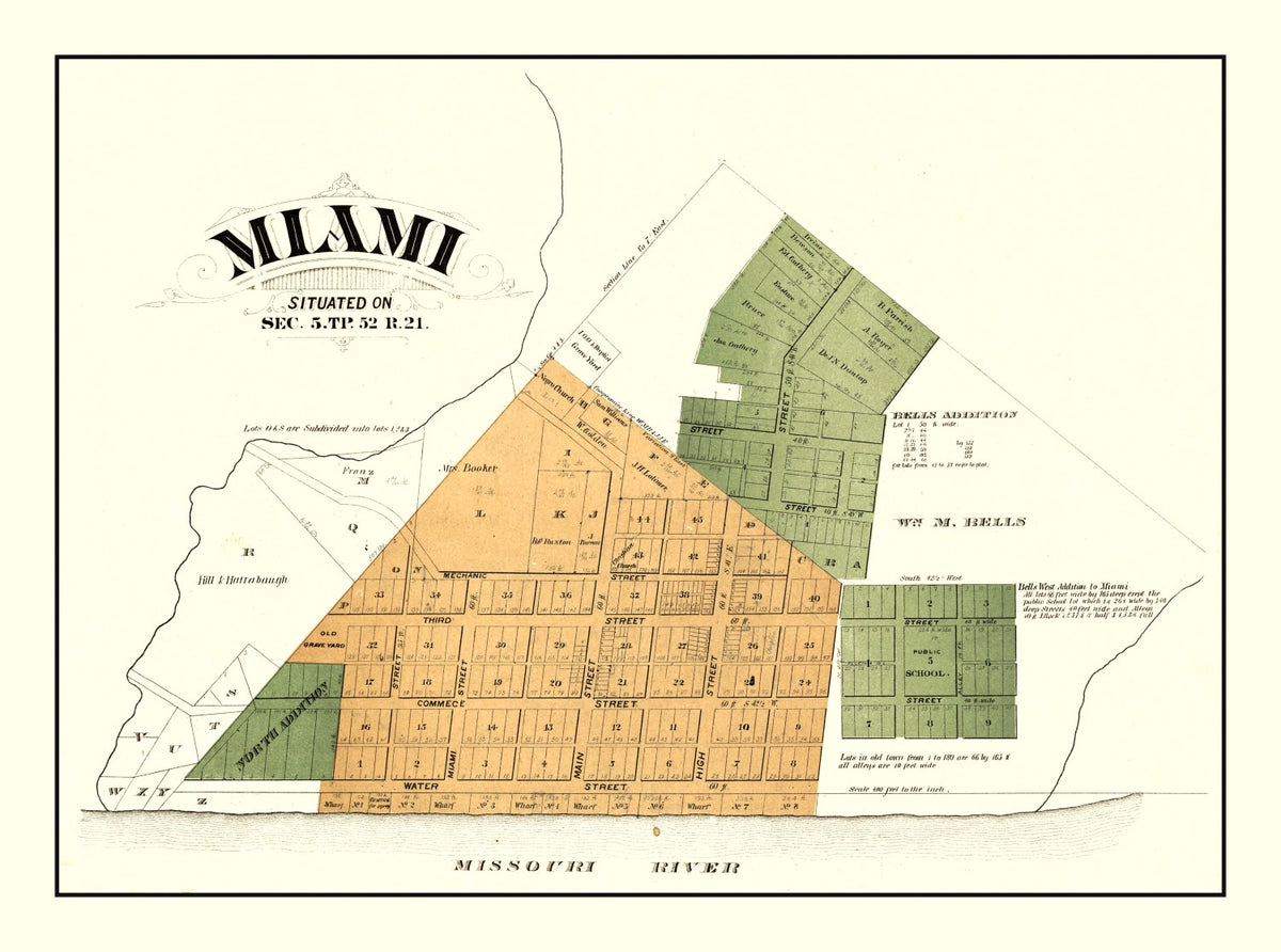 Preview of Vintage Map of Miami Township, Saline County, Missouri 1876