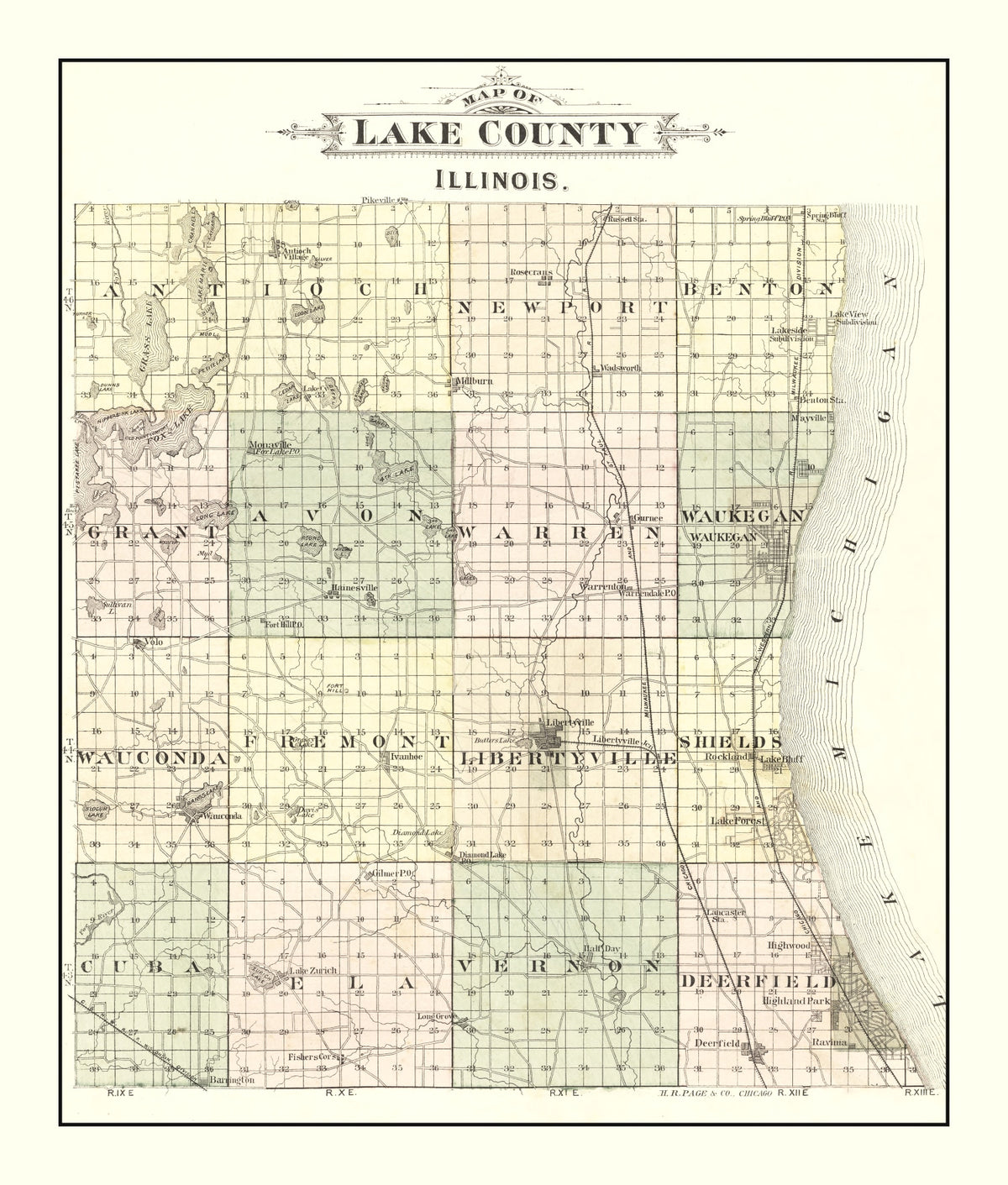 Preview of Vintage Map of Lake County, Illinois 1885