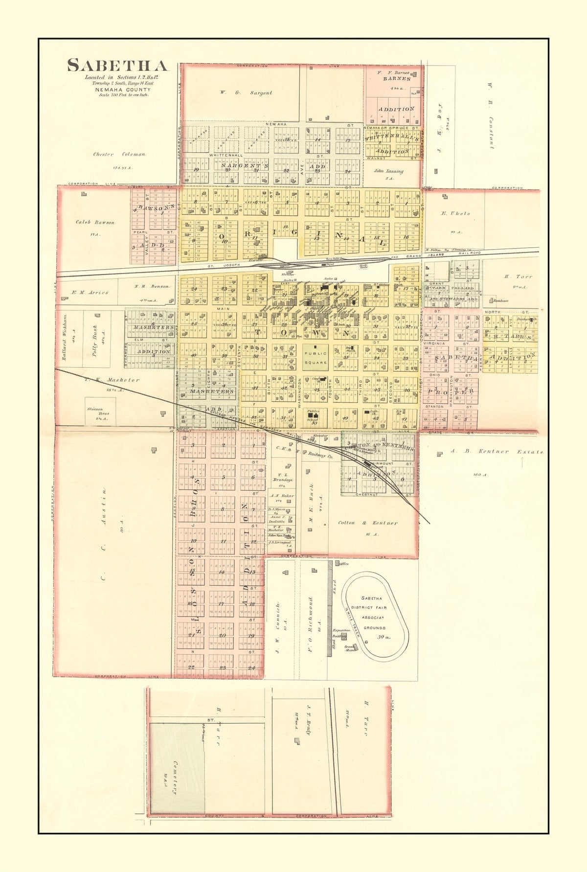 Preview of Vintage Map of Sabetha, Kansas 1887