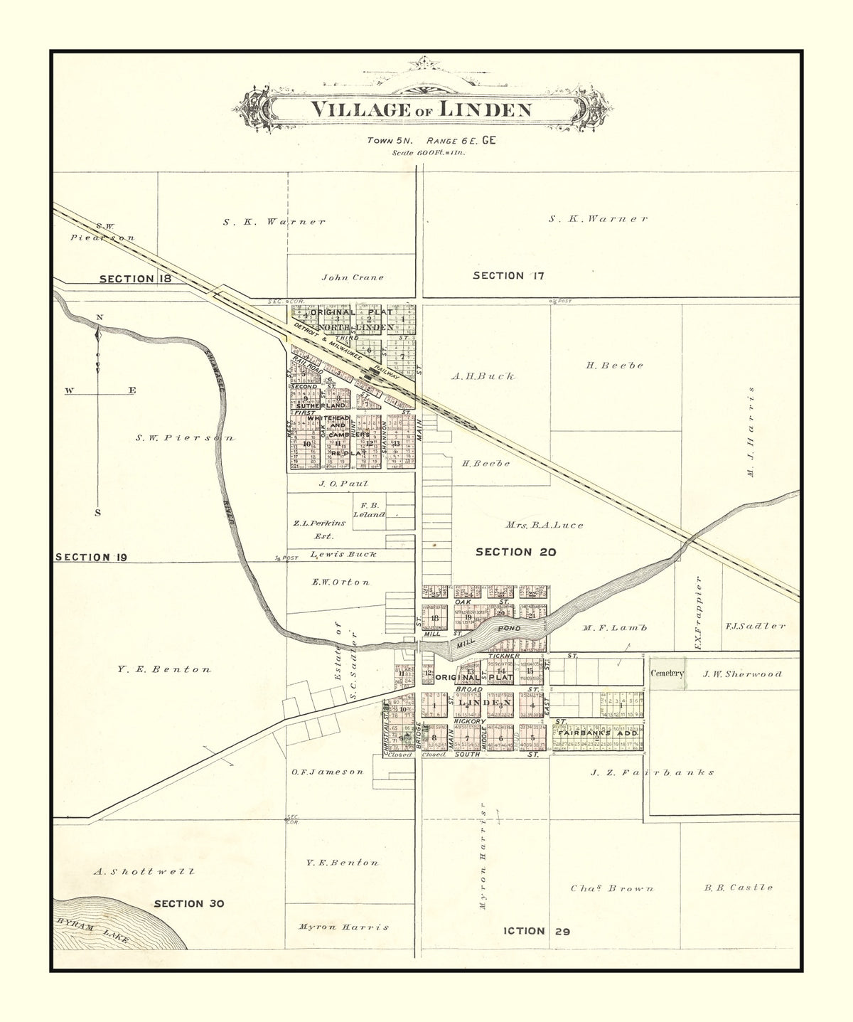 Preview of Vintage Map of Linden, Michigan 1889
