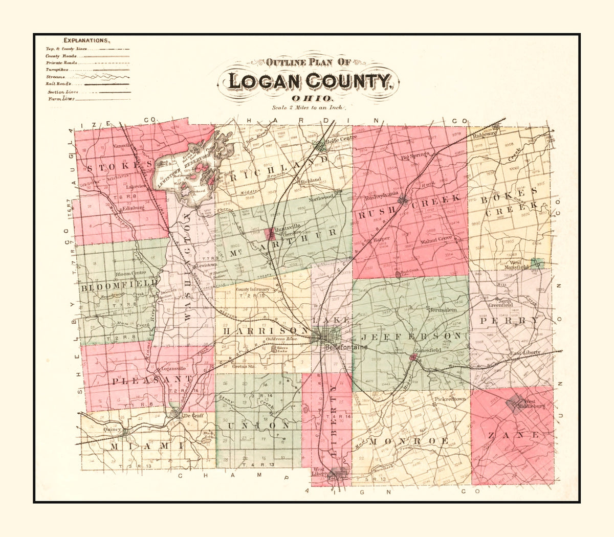 Preview of Vintage Map of Logan County, Ohio 1890