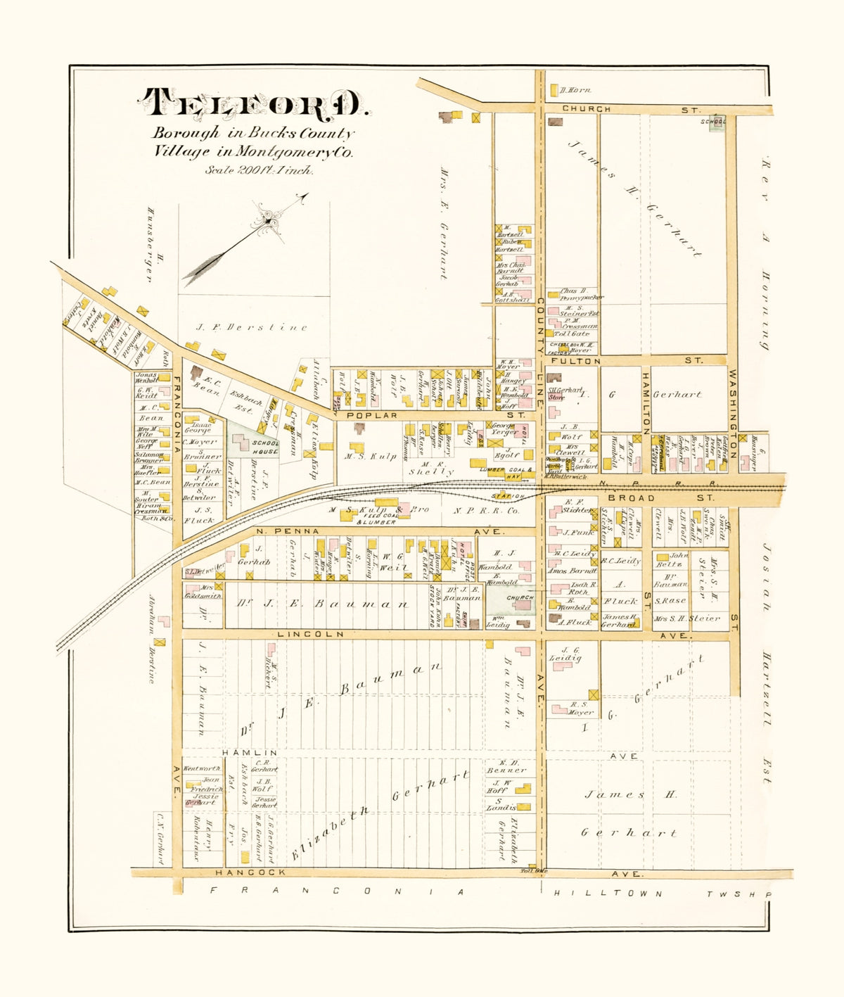 Preview of Vintage Map of Telford, Pennsylvania 1891