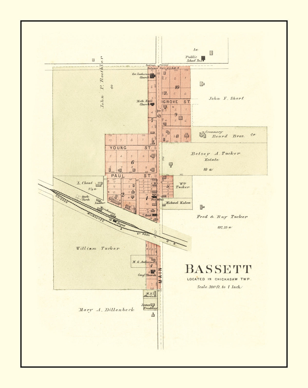 Preview of Vintage Map of Bassett, Iowa 1892