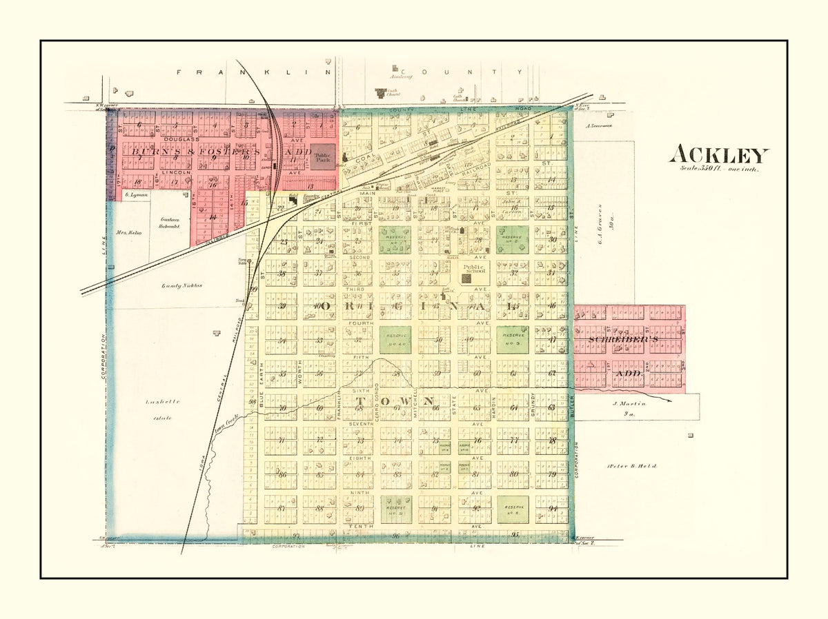 Preview of Vintage Map of Ackley, Iowa 1892