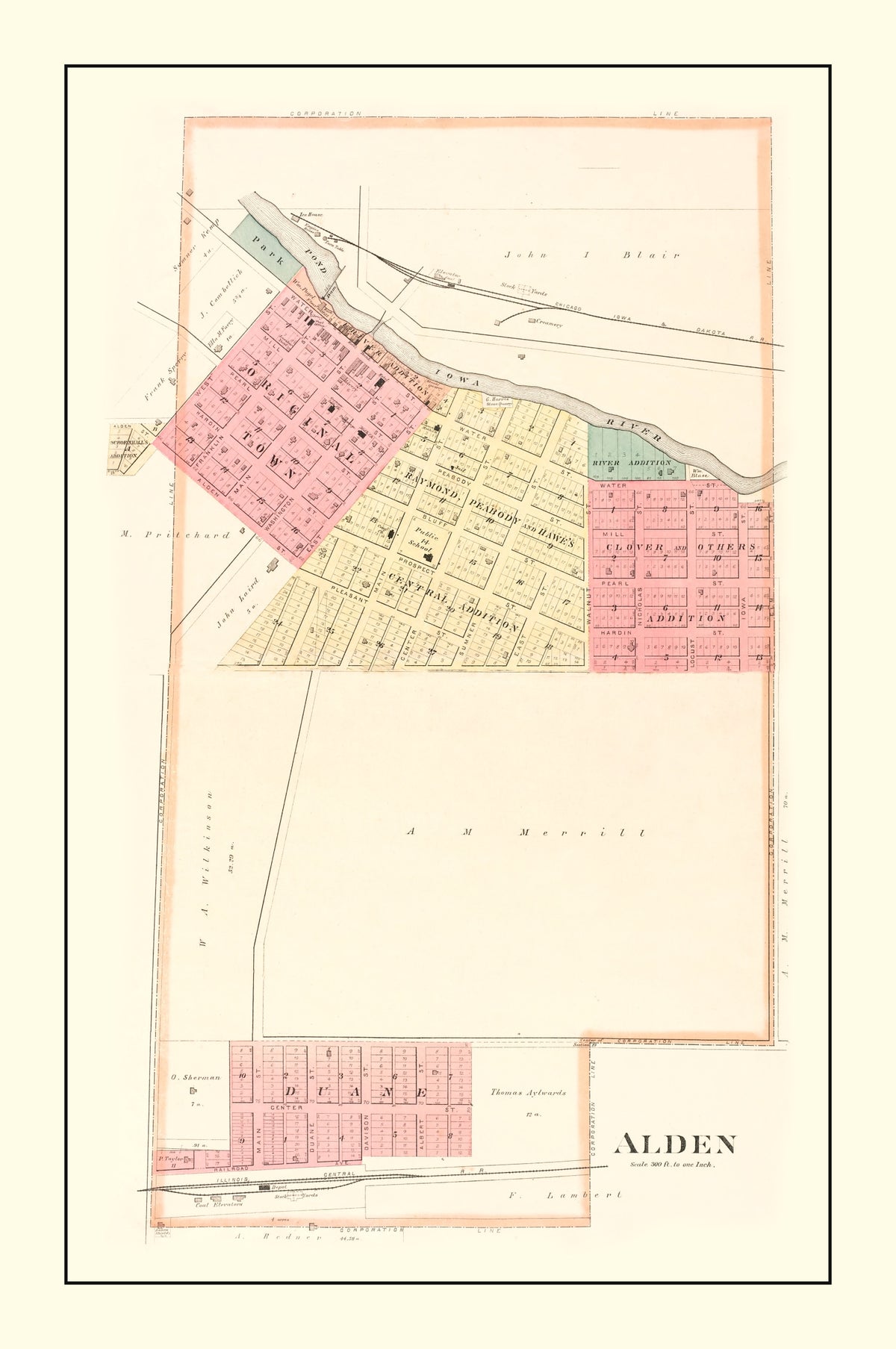 Preview of Vintage Map of Alden, Iowa 1892