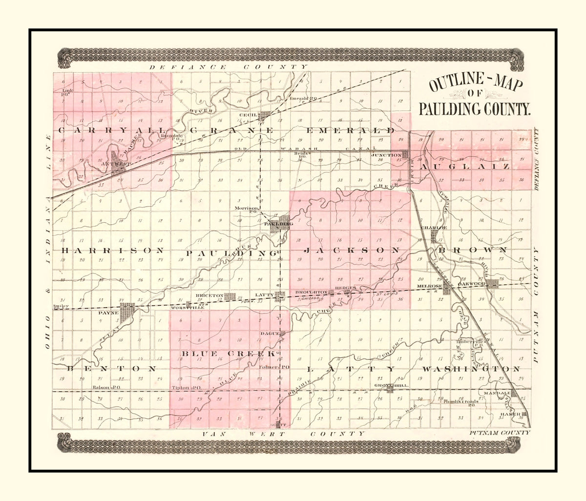 Preview of Vintage Map of Paulding County, Ohio 1892