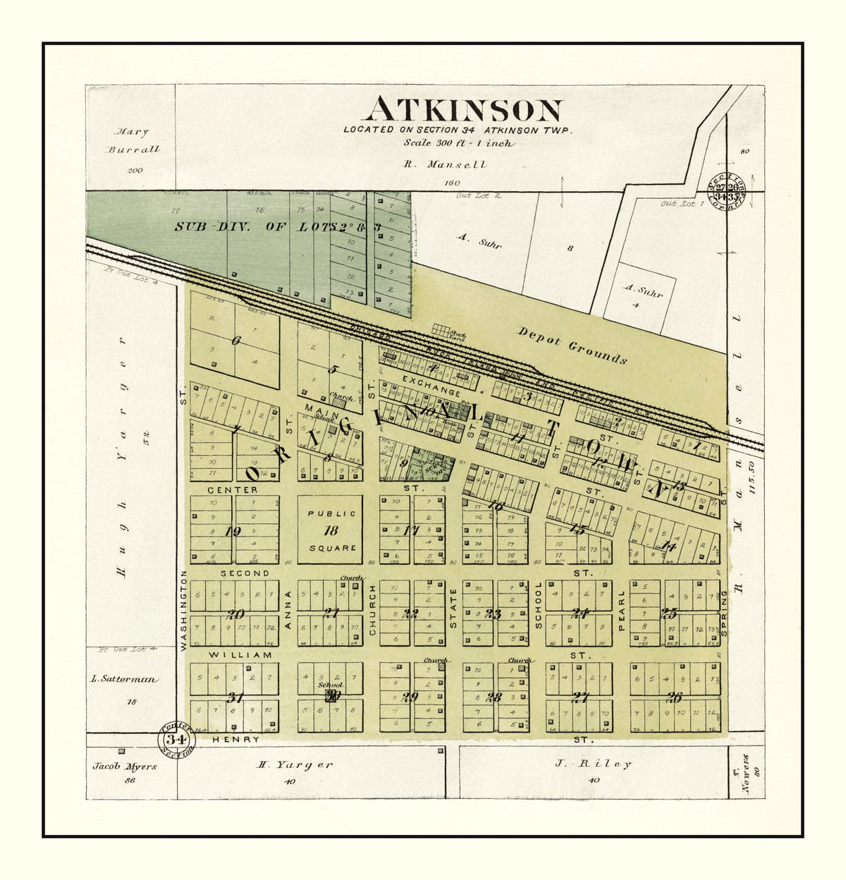 Preview of Vintage Map of Atkinson, Illinois 1893