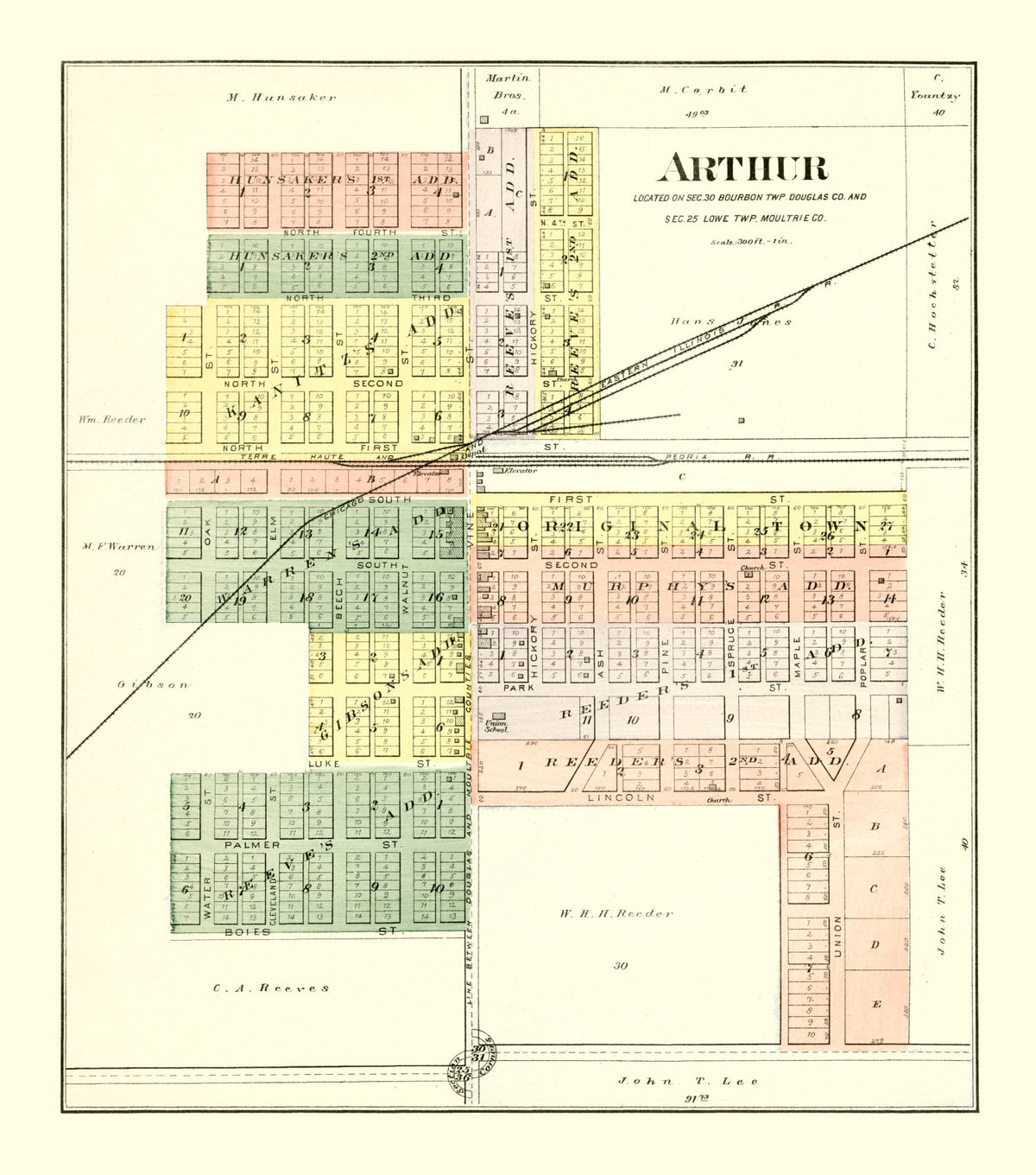 Preview of Vintage Map of Arthur, Illinois 1893