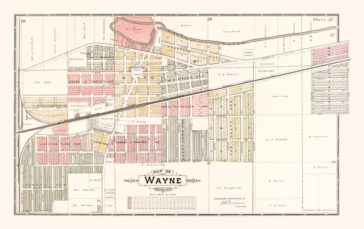 Preview of Vintage Map of Wayne, Michigan 1893