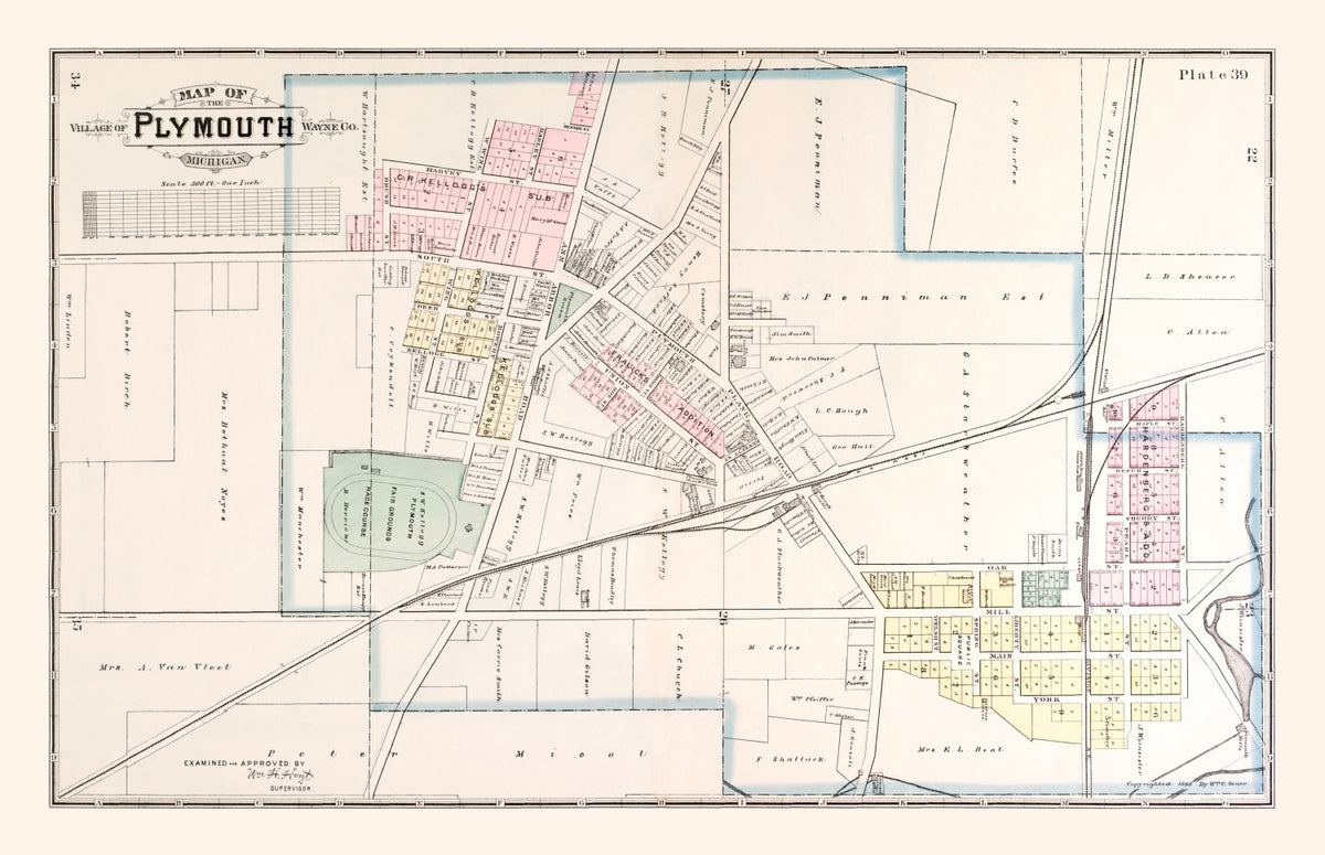 Preview of Vintage Map of Plymouth, Michigan 1893