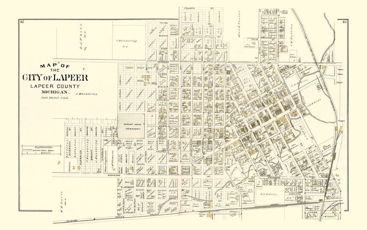 Preview of Vintage Map of Lapeer, Michigan 1893