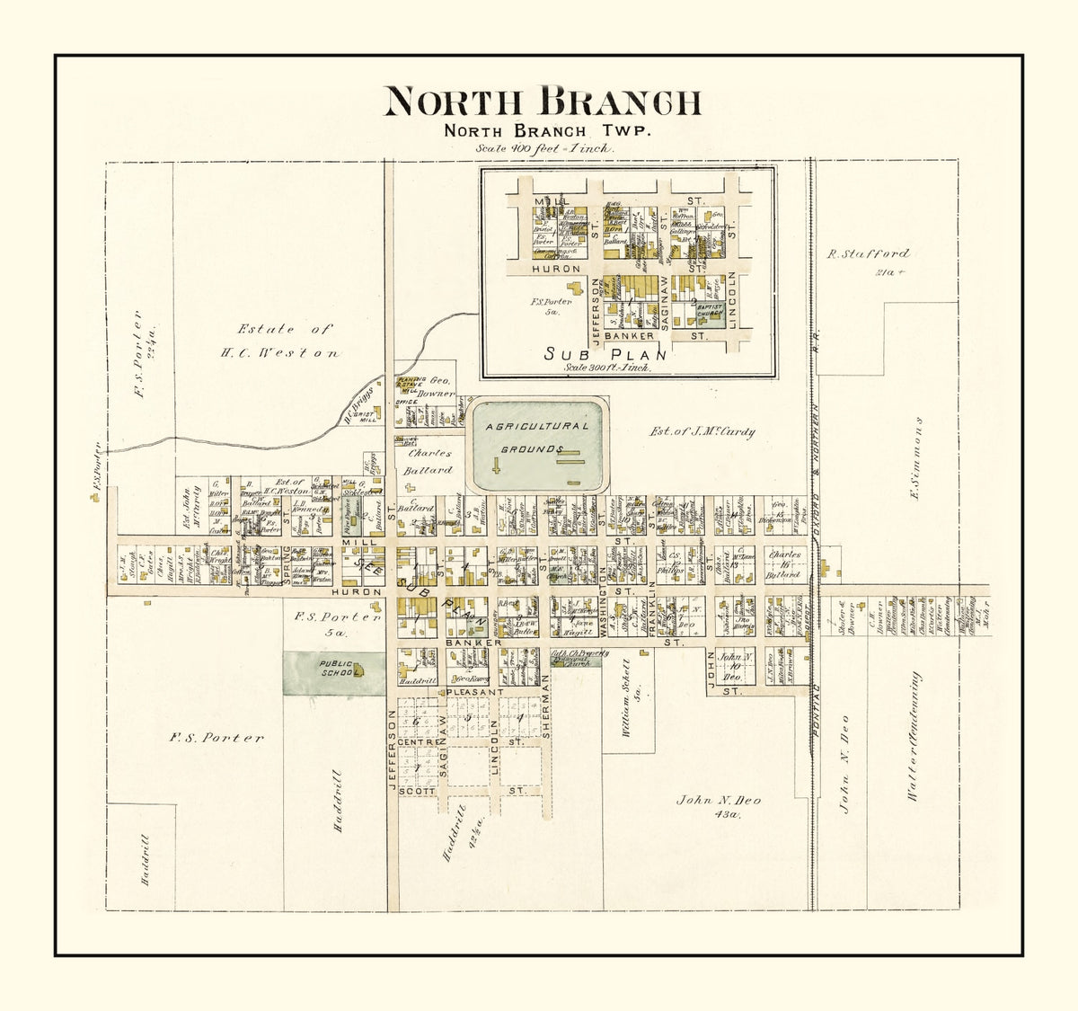 Preview of Vintage Map of North Branch, Michigan 1893