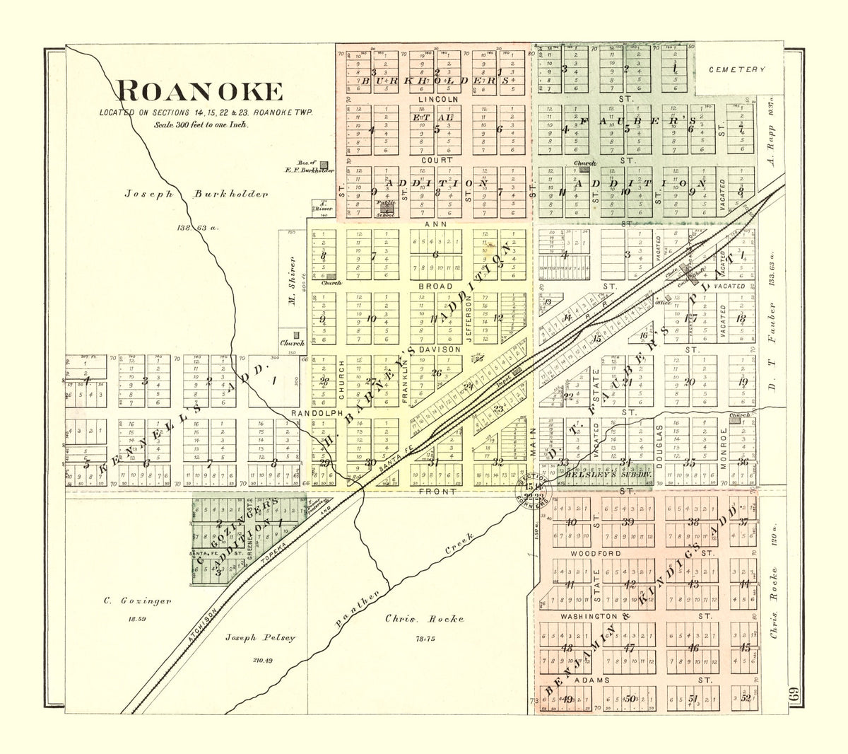 Preview of Vintage Map of Roanoke, Illinois 1893