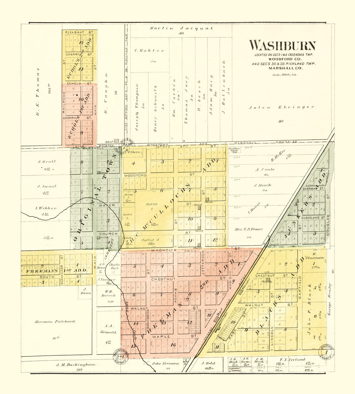 Preview of Vintage Map of Washburn, Illinois 1893