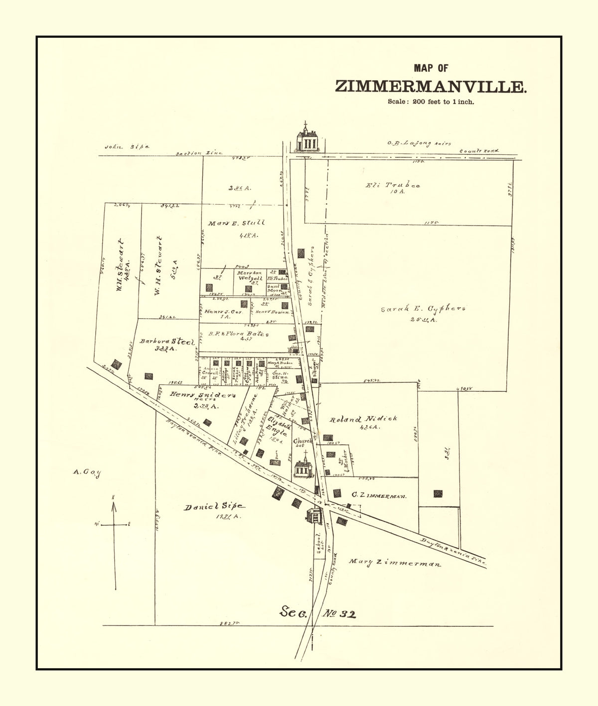 Preview of Vintage Map of Zimmermanville, Ohio 1896