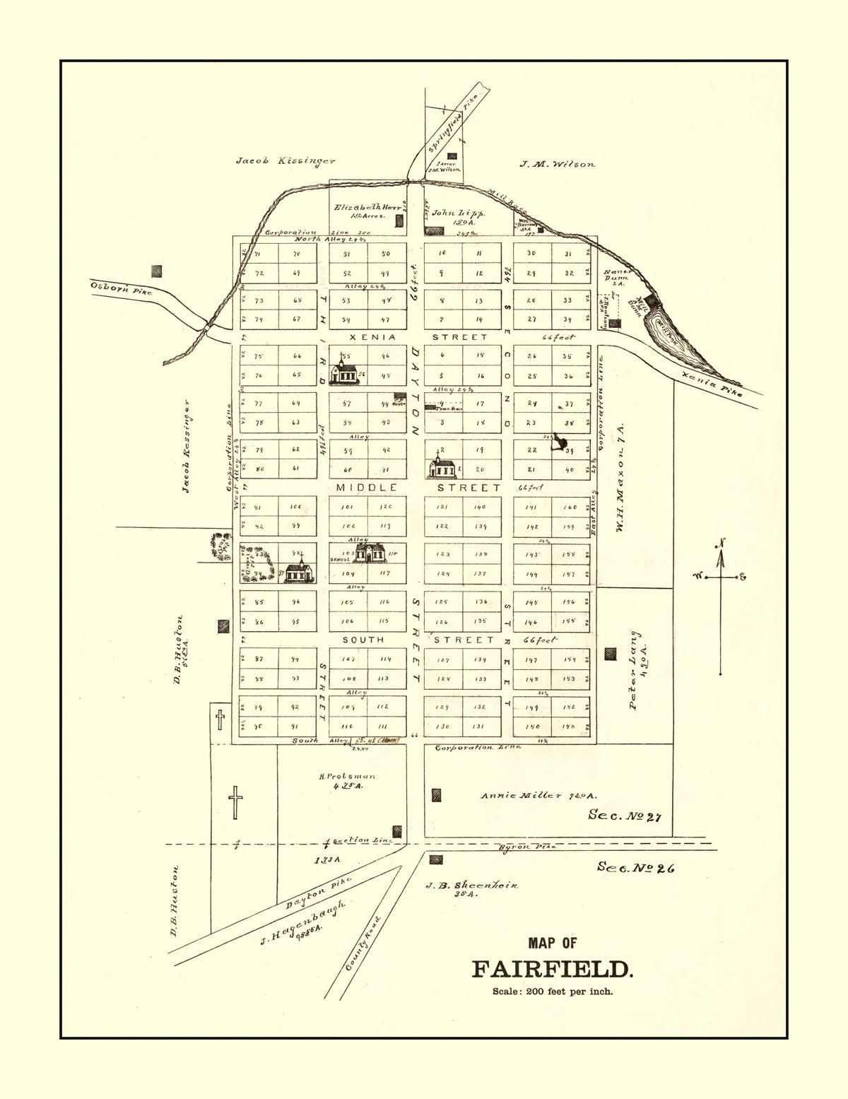 Preview of Vintage Map of Fairfield, Ohio 1896