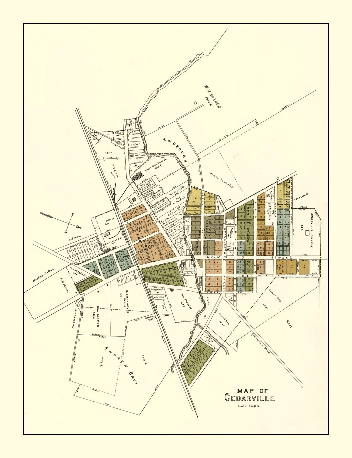 Preview of Vintage Map of Cedarville, Ohio 1896