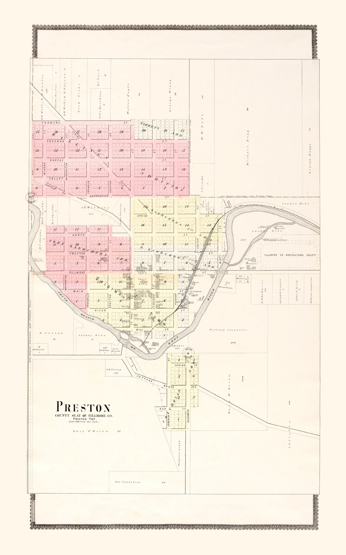 Preview of Vintage Map of Preston, Minnesota 1896