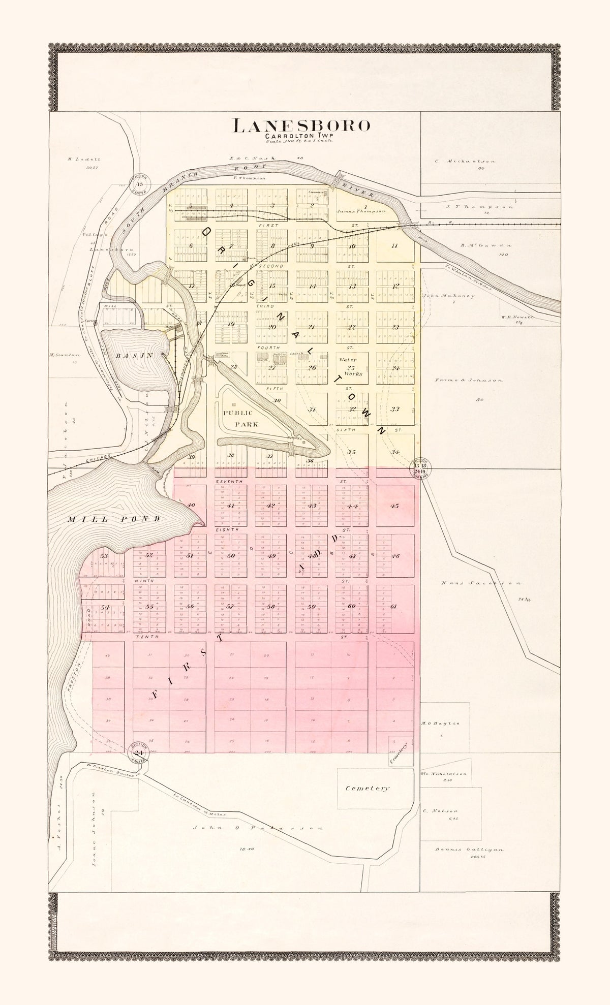 Preview of Vintage Map of Lanesboro, Minnesota 1896