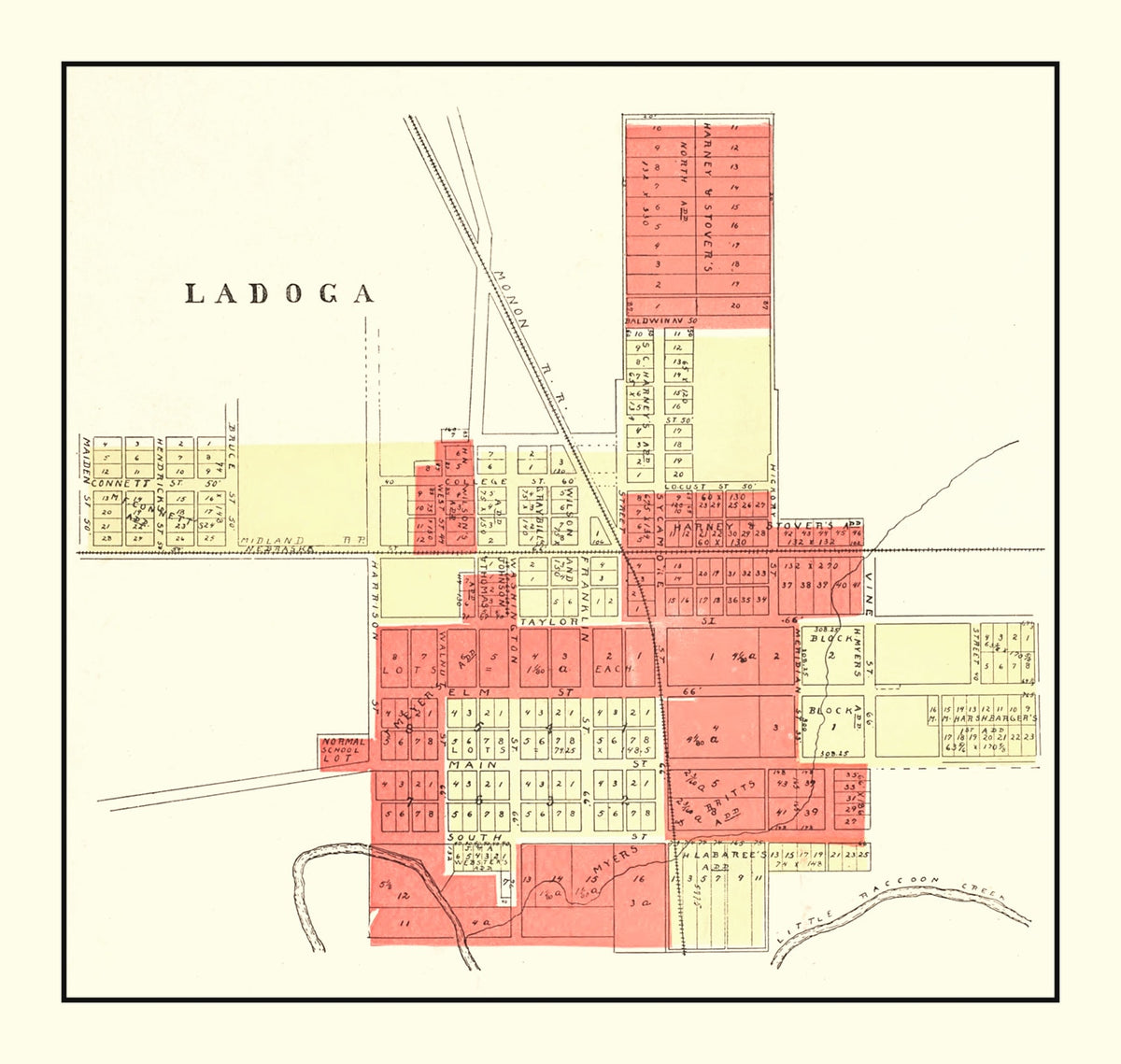 Preview of Vintage Map of Ladoga, Indiana 1898