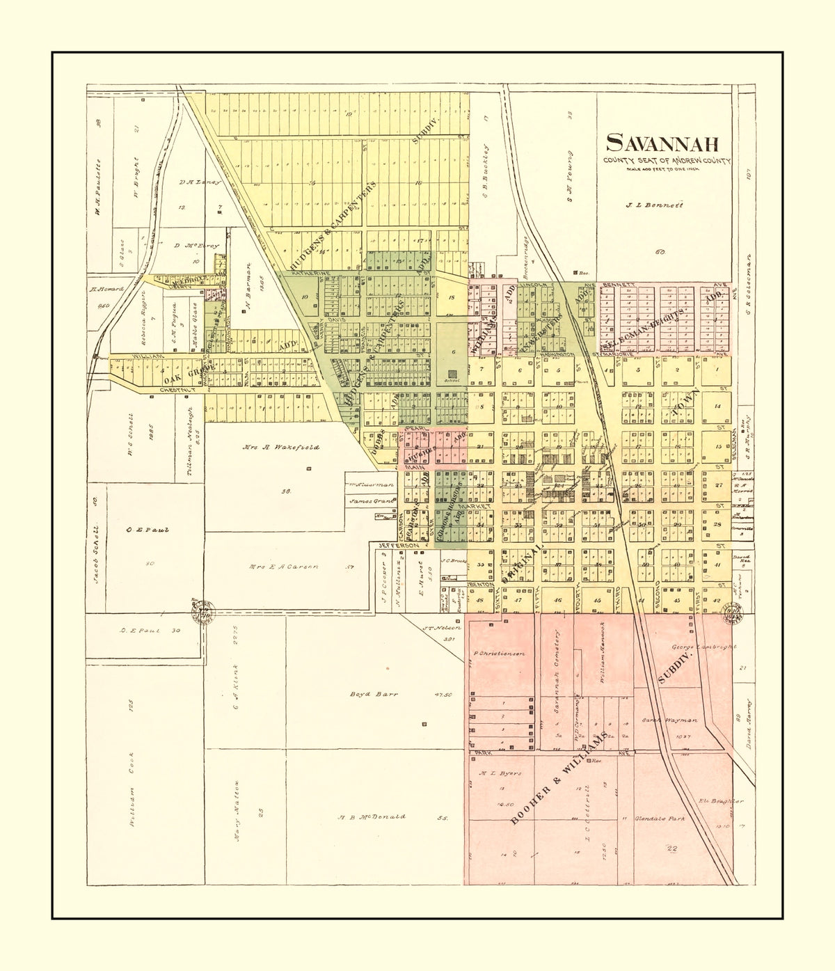 Preview of Vintage Map of Savannah, Missouri 1898