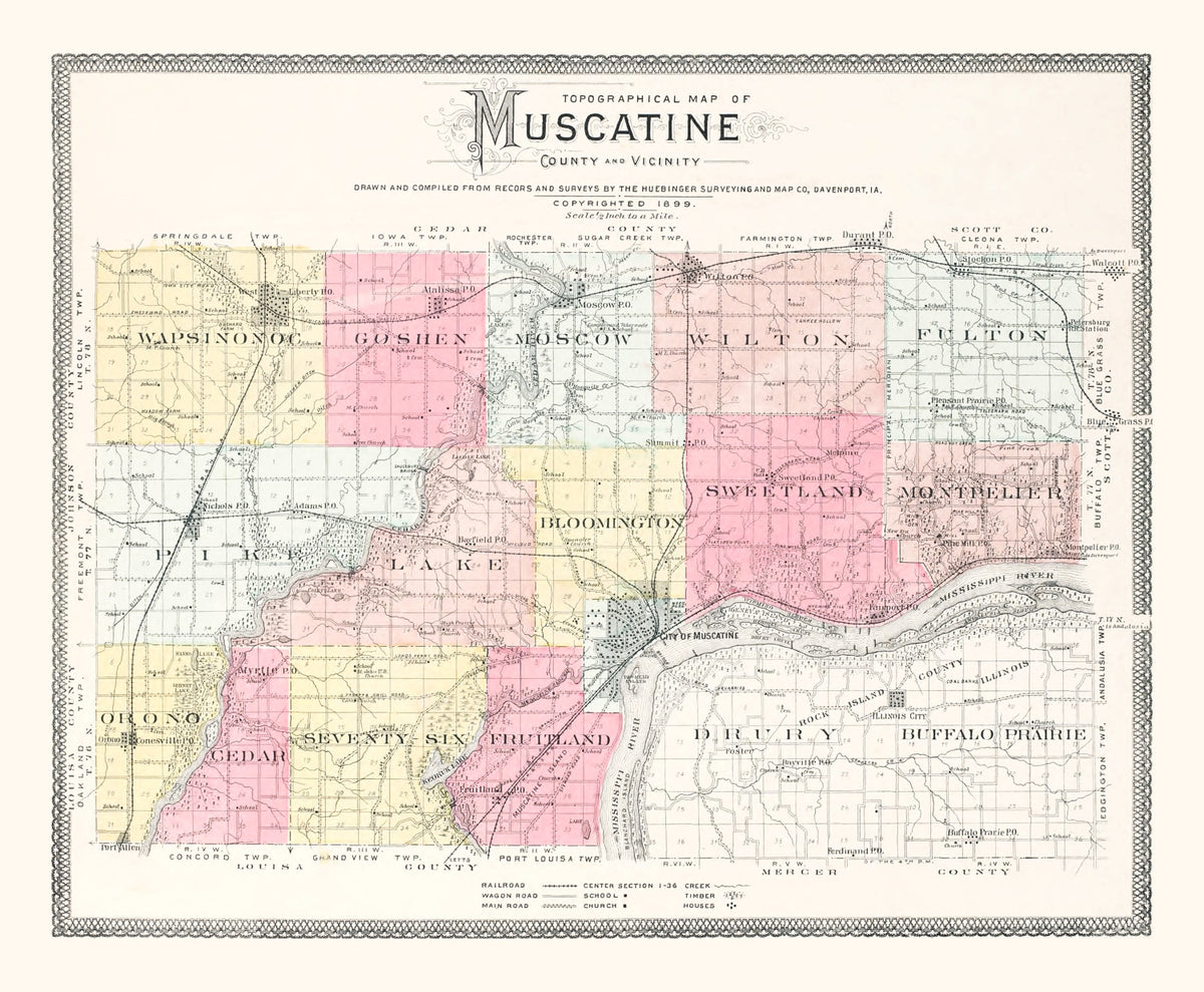 Preview of Vintage Map of Muscatine, Iowa 1899