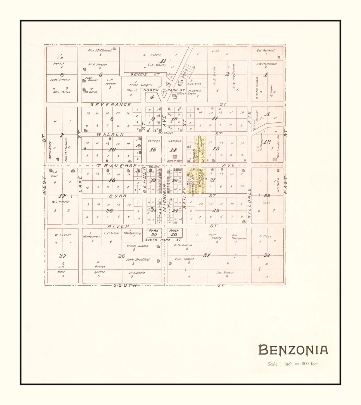 Preview of Vintage Map of Benzonia, Michigan 1901