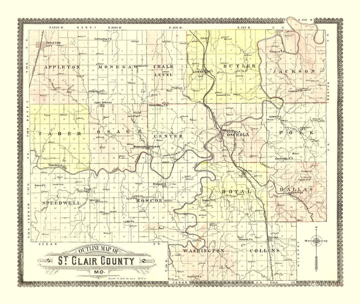 Preview of Vintage Map of Saint Clair County, Missouri 1903