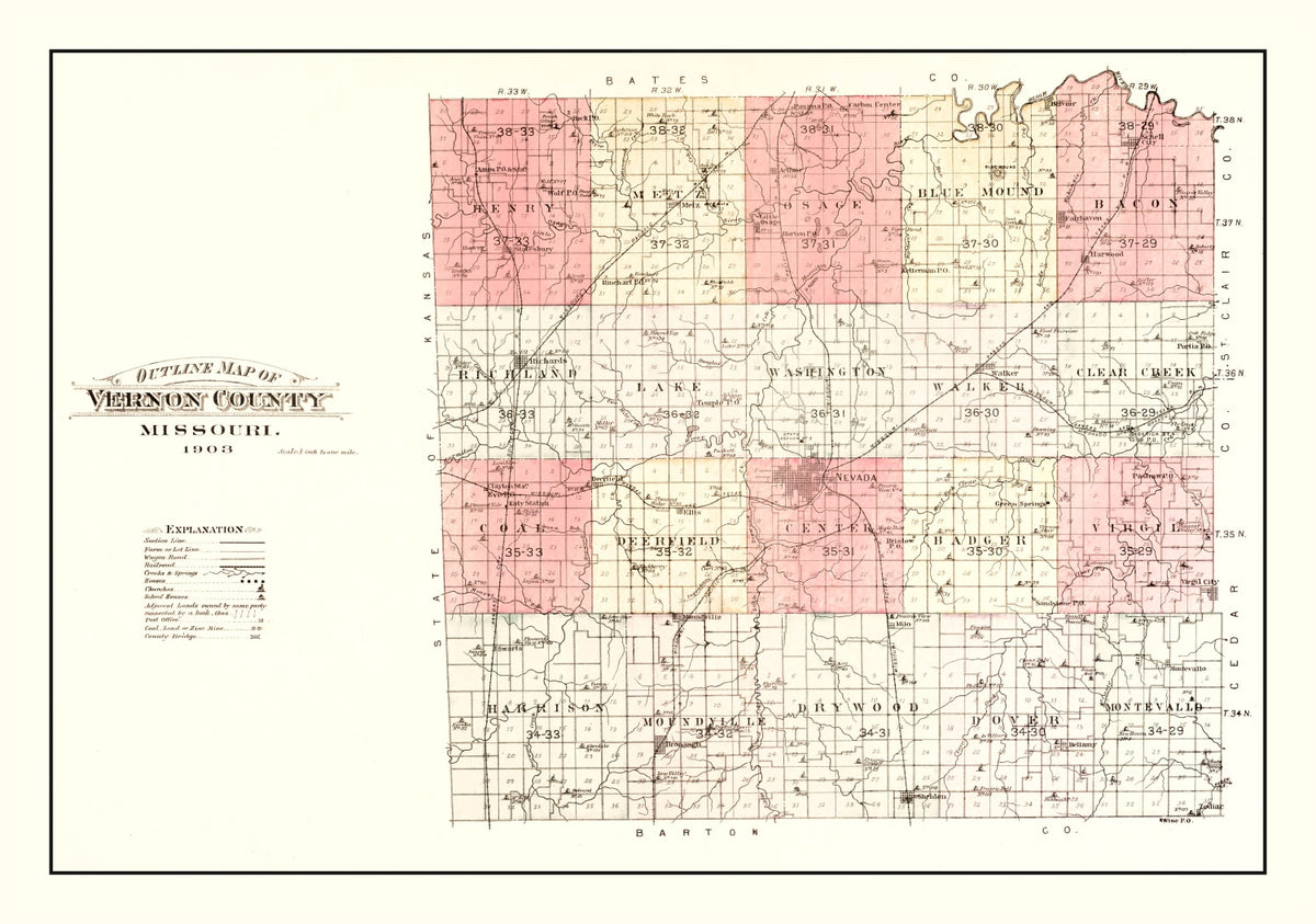 Preview of Vintage Map of Vernon County, Missouri 1903