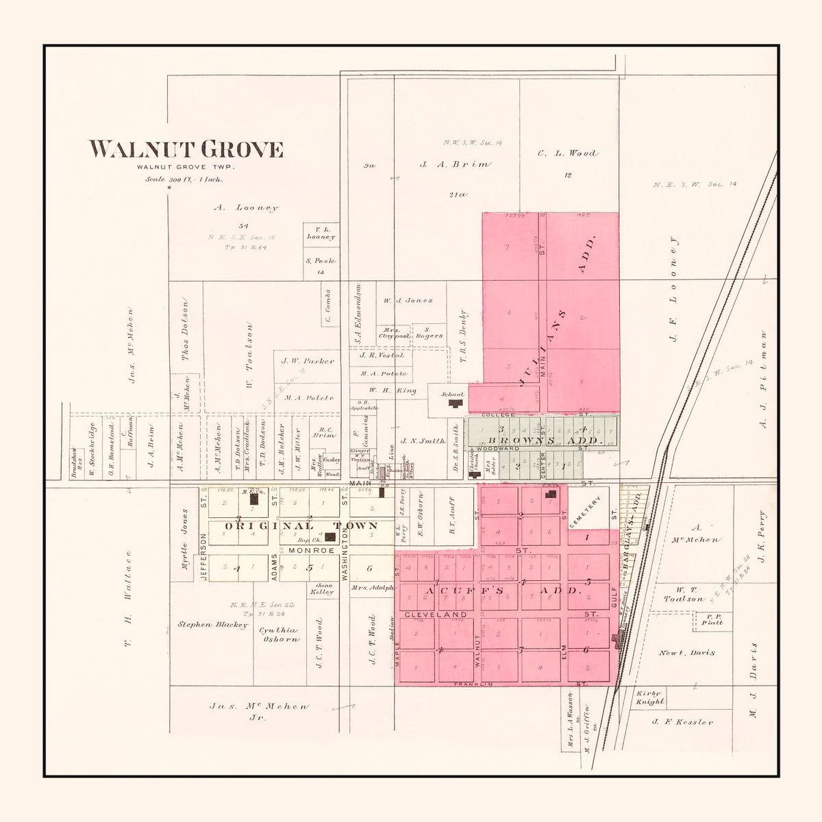 Preview of Vintage Map of Walnut Grove, Missouri 1904