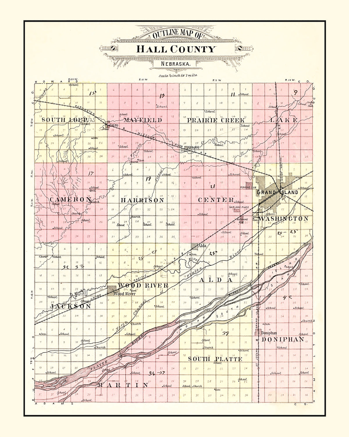Preview of Vintage Map of Hall County, Nebraska 1904