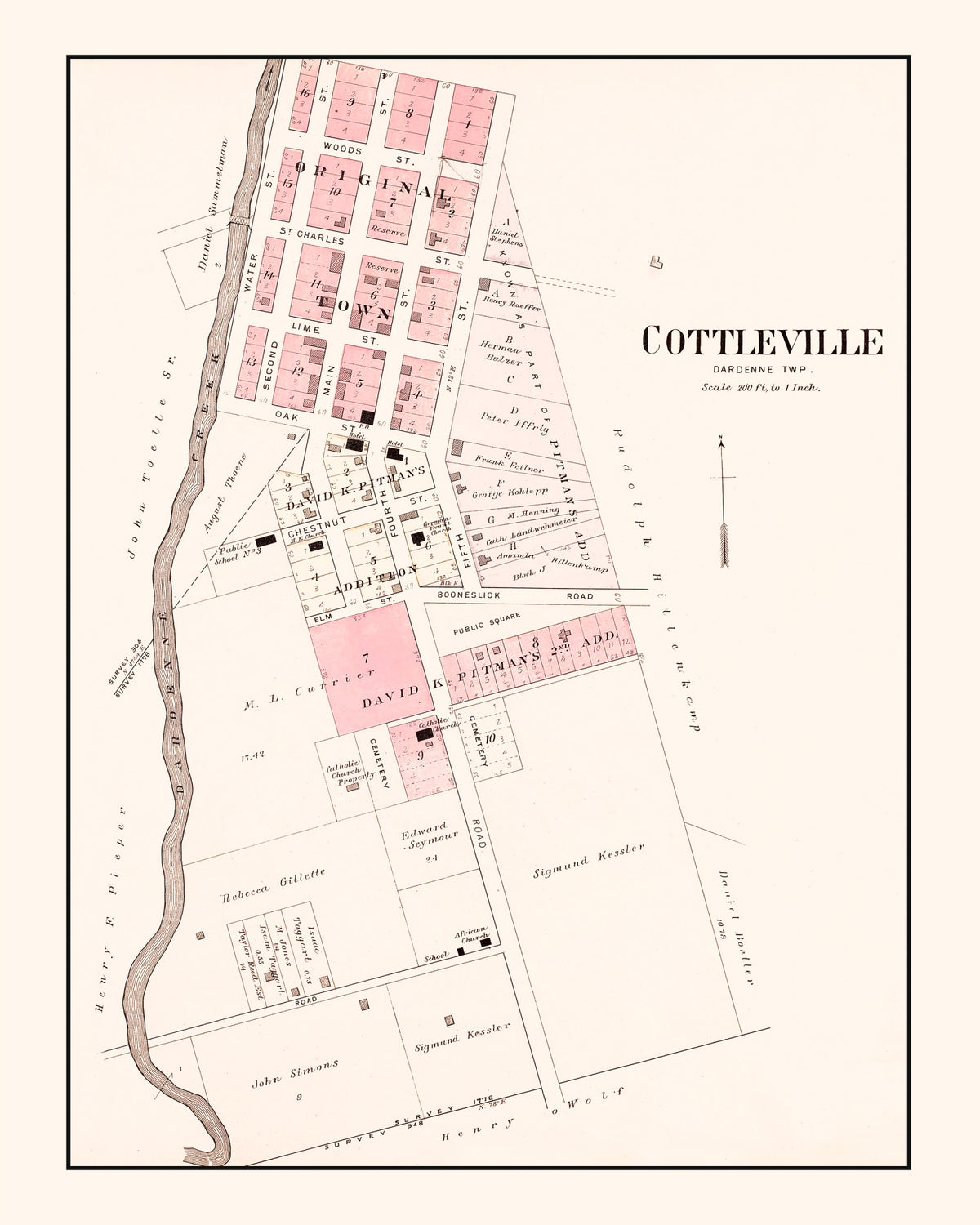 Preview of Vintage Map of Cottleville, Missouri 1905