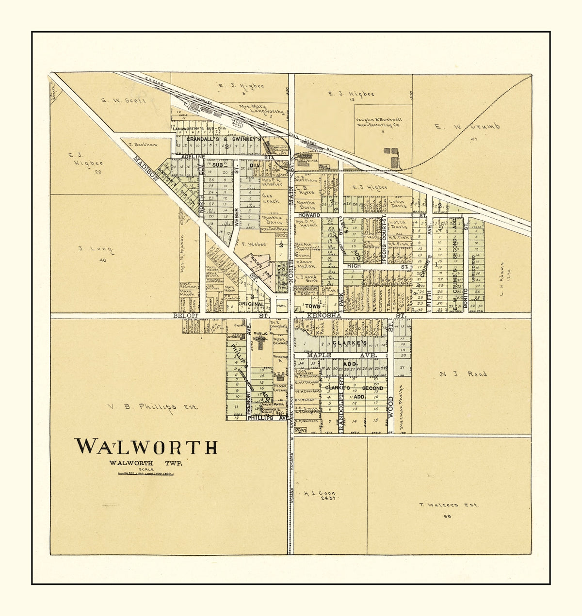 Preview of Vintage Map of Walworth, Wisconsin 1907
