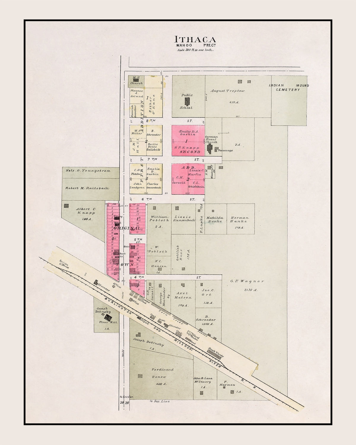 Preview of Vintage Map of Ithaca, Nebraska 1907