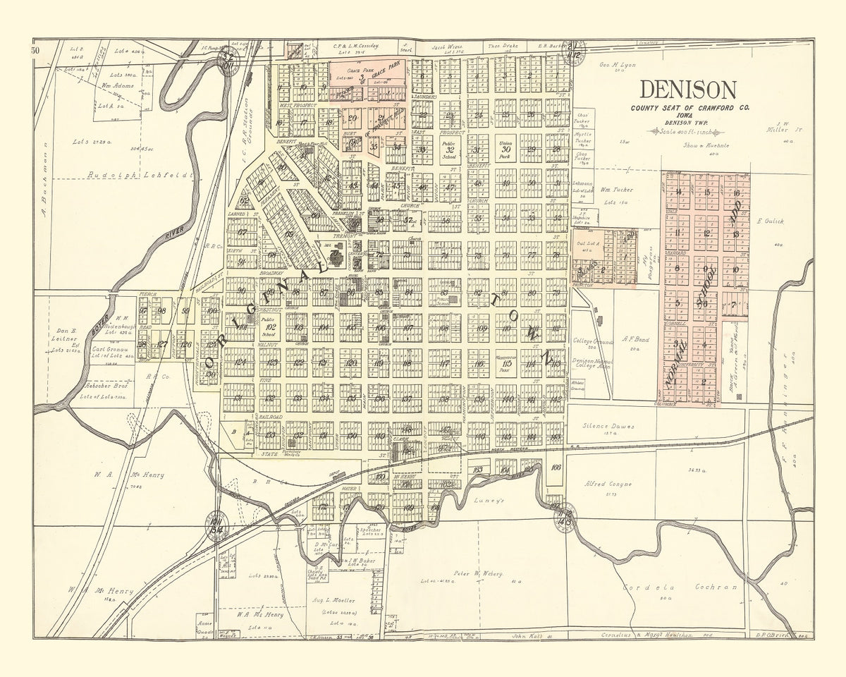 Preview of Vintage Map of Denison, Iowa 1908