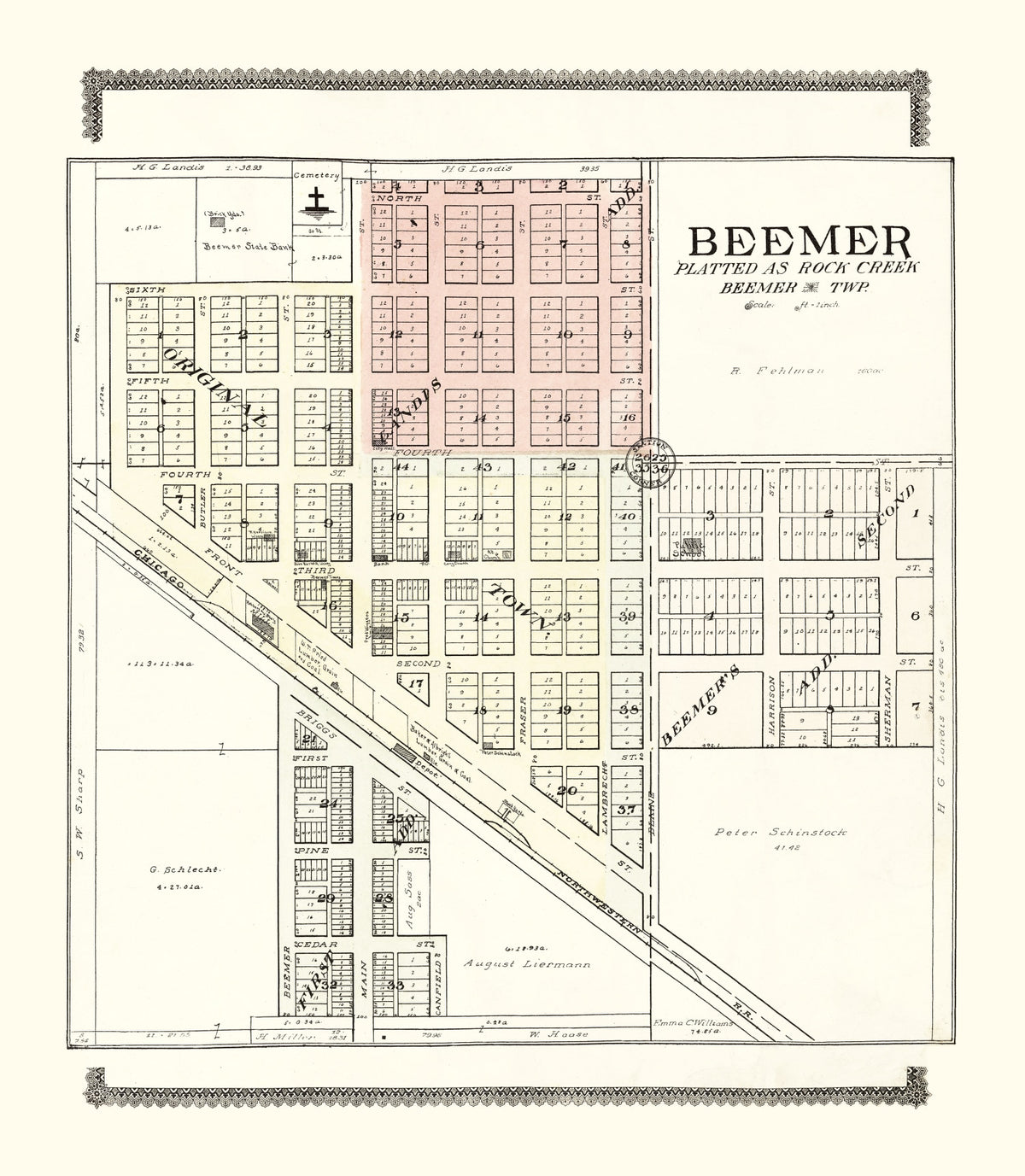 Preview of Vintage Map of Beemer, Nebraska 1908
