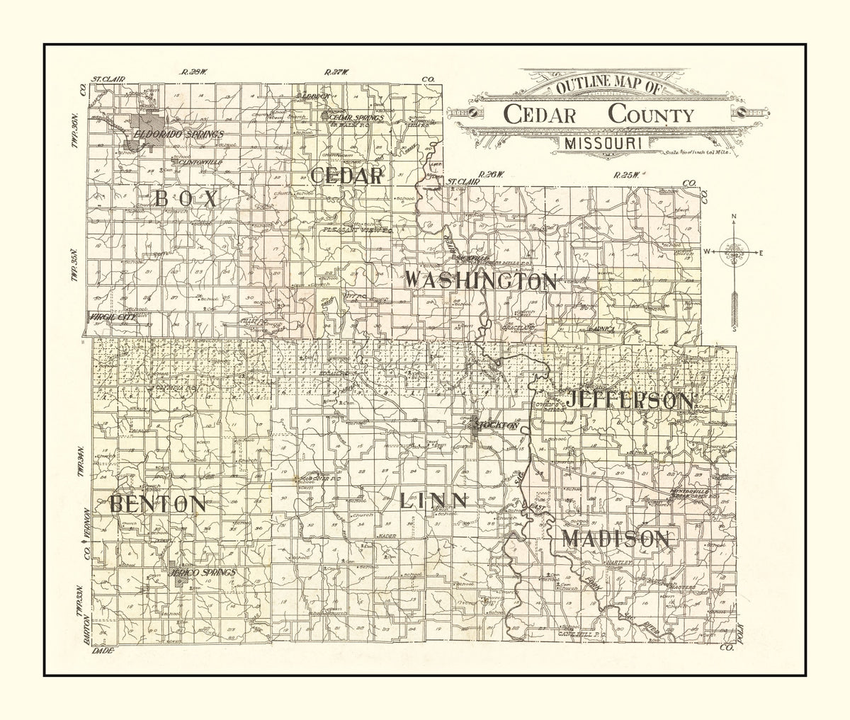 Preview of Vintage Map of Cedar County, Missouri 1908