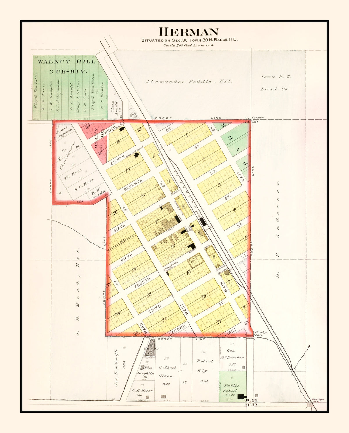 Preview of Vintage Map of Herman, Nebraska 1908