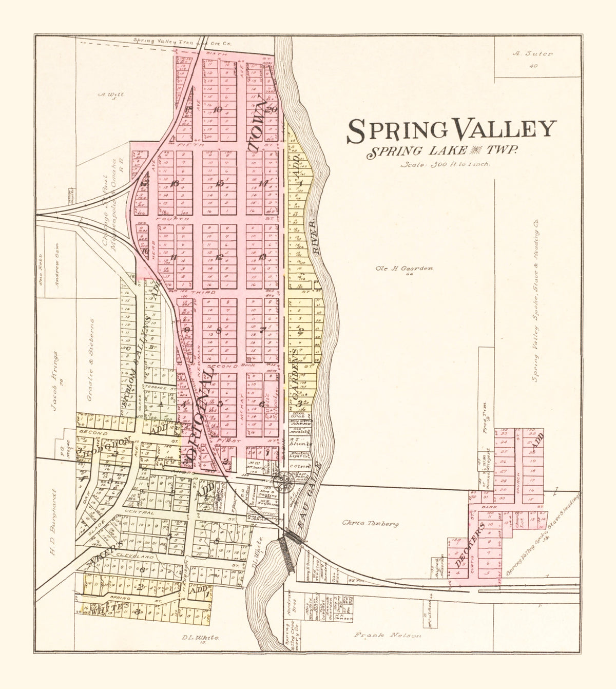 Preview of Vintage Map of Spring Valley, Wisconsin 1908